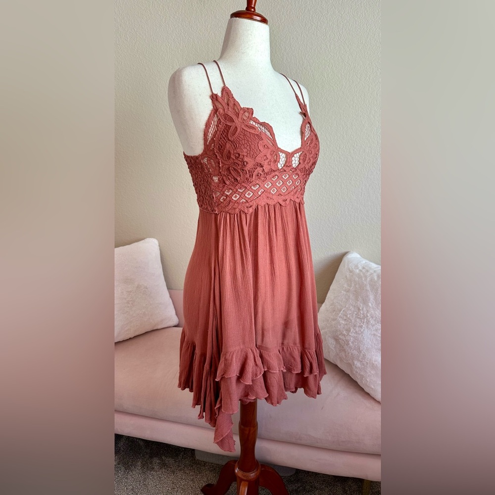Free People FP One Adella Slip Dress Women’s Large Rust Orange Festival Boho - Picture 3 of 15